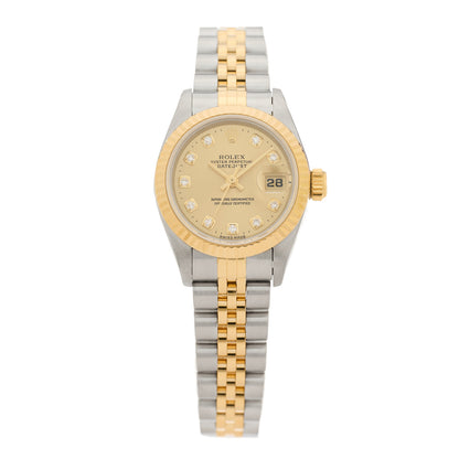 Rolex Stainless Steel 18K Yellow Gold Diamond 26mm Oyster Perpetual Datejust Watch Champagne 69173 1 of 4