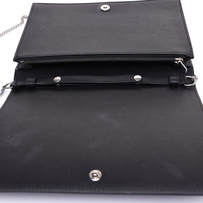 Celine Smooth Lambskin Frame Evening Chain Clutch Black White 9 of 11
