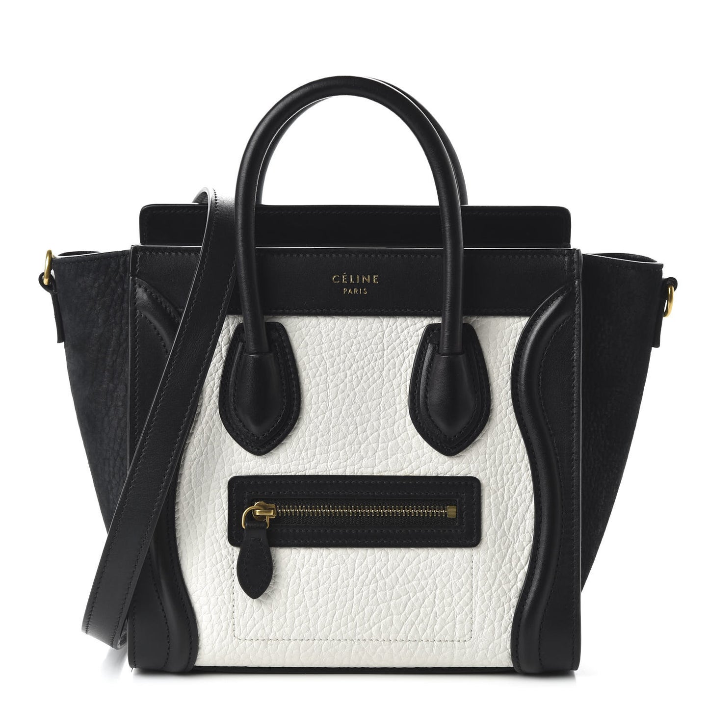 Bullhide Calfskin Nubuck Bi-Color Nano Luggage Black White