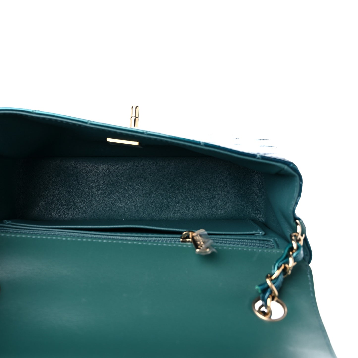 Shaded Patent Calfskin Quilted Mini Rectangular Flap Green Blue
