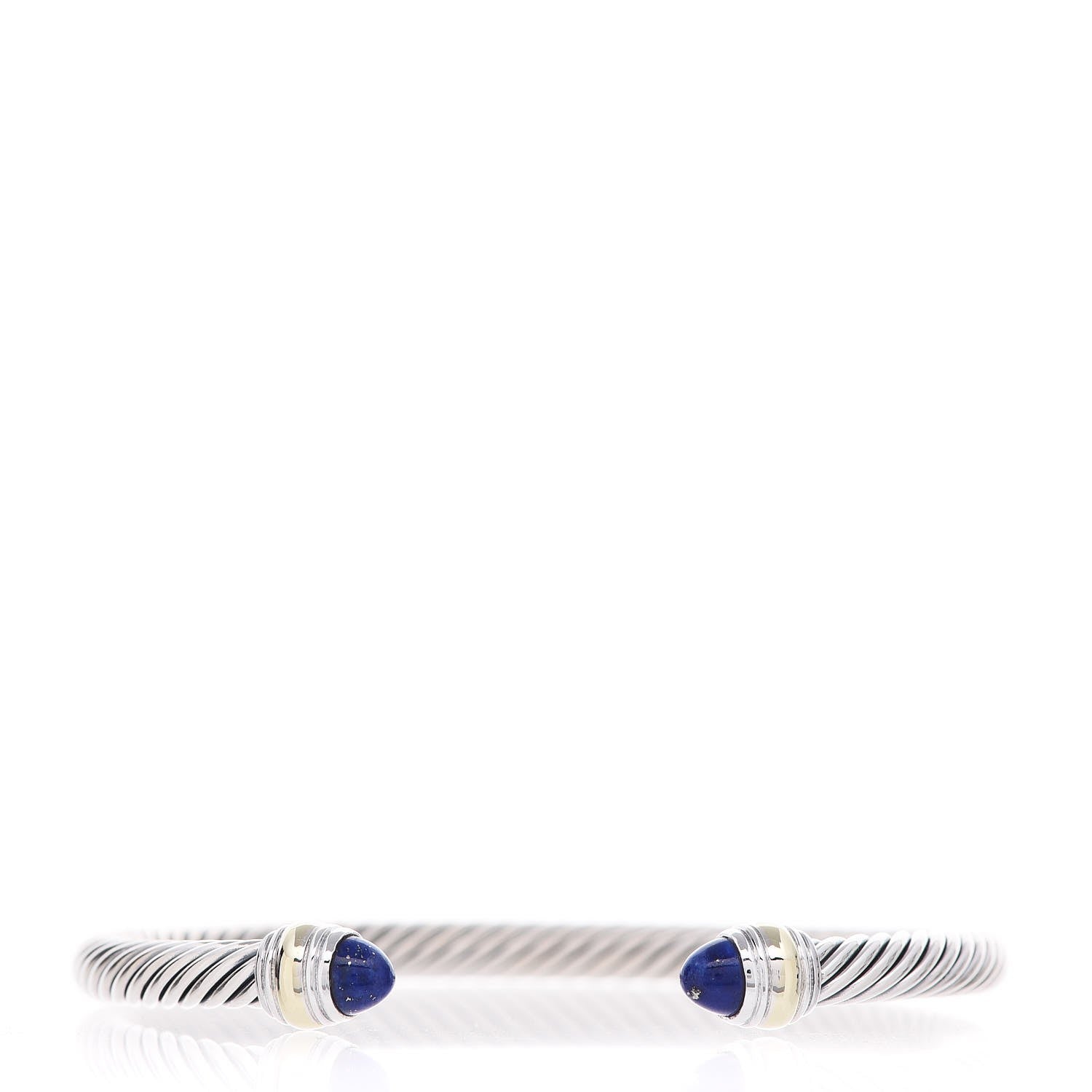 David Yurman Sterling Silver 14K Yellow Gold Lapis Lazuli 5mm Cable Classics Bracelet 1 of 6