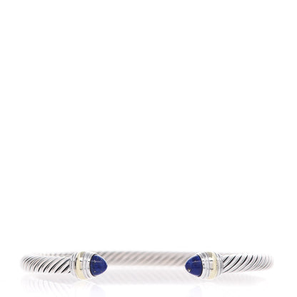 David Yurman Sterling Silver 14K Yellow Gold Lapis Lazuli 5mm Cable Classics Bracelet 1 of 6