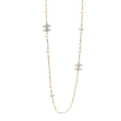 Chanel Pearl Crystal CC Necklace Gold 1 of 6
