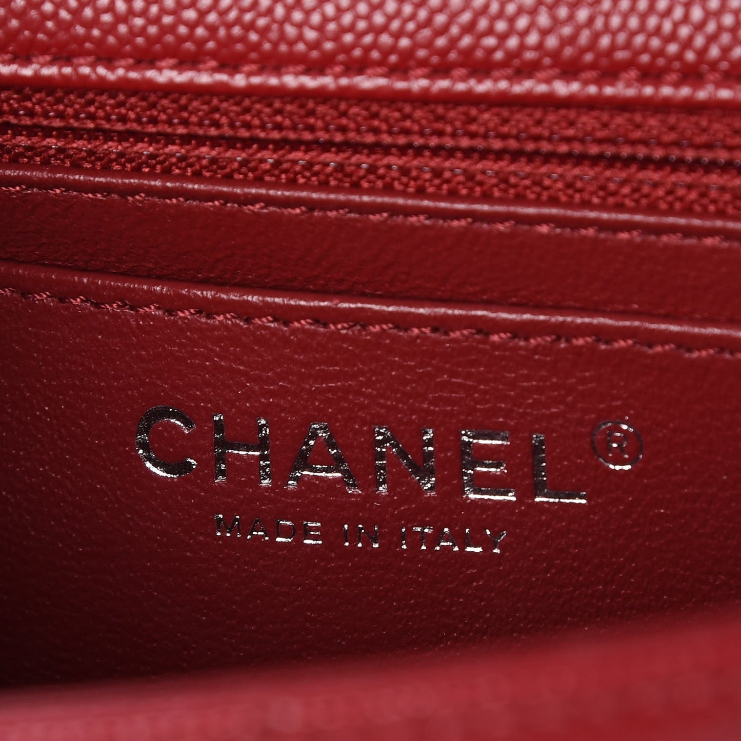 Caviar Quilted Mini Rectangular Flap Red