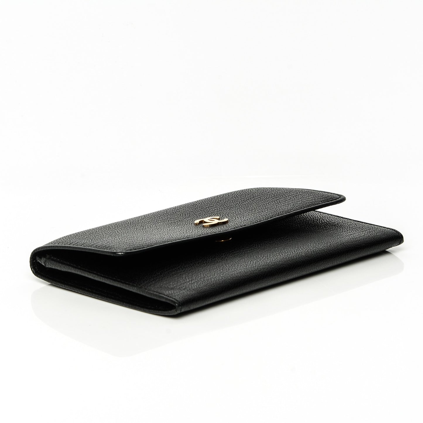 Goatskin Small CC Flap Wallet Black
