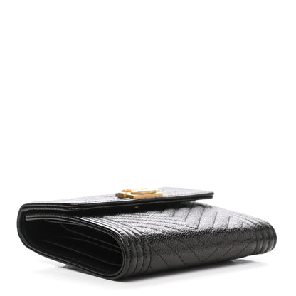 Chanel Caviar Chevron Quilted Boy Compact Wallet Black 4 of 9