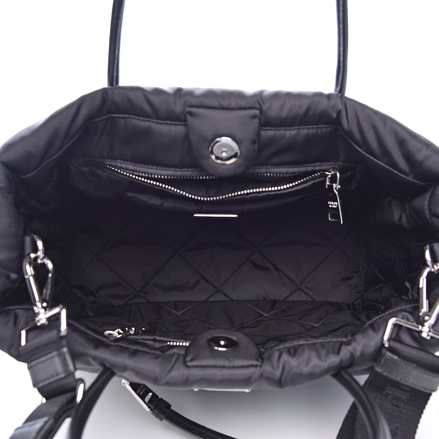 Prada Tessuto Nylon Bomber Tote Black 5 of 10