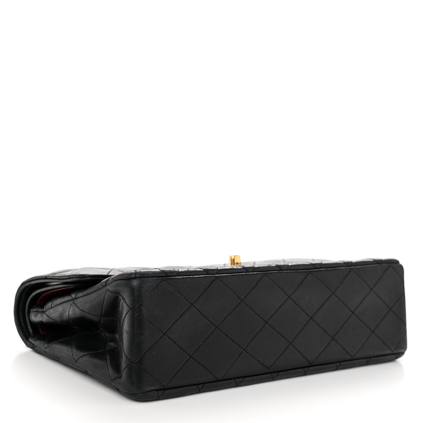 Lambskin Quilted Medium Double Flap Black