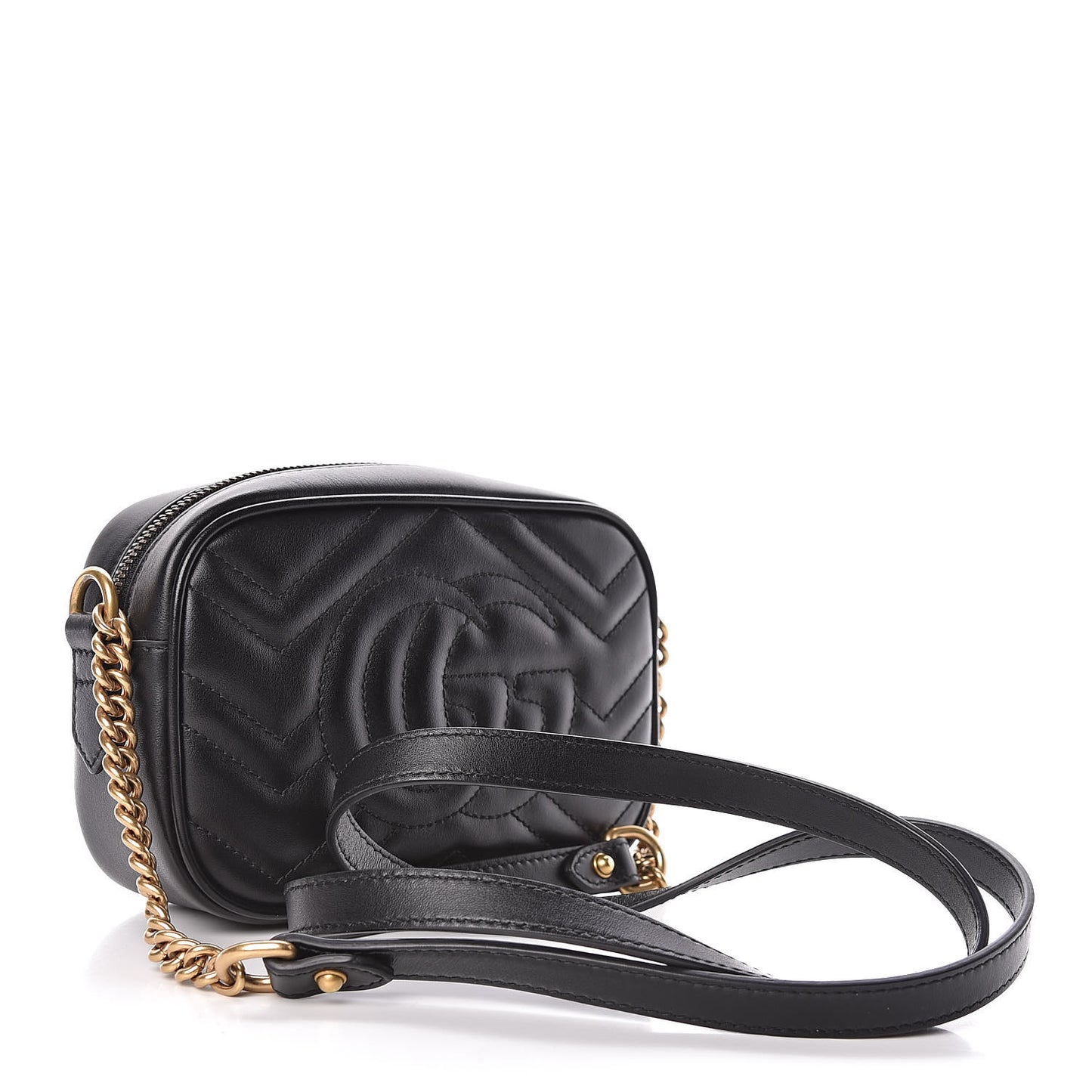 Calfskin Matelasse Mini GG Marmont Chain Shoulder Bag Black