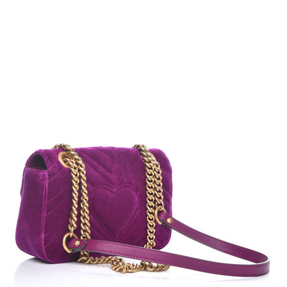 Gucci Velvet Matelasse Embroidered Mini GG Marmont Shoulder Bag Bordeaux 4 of 8