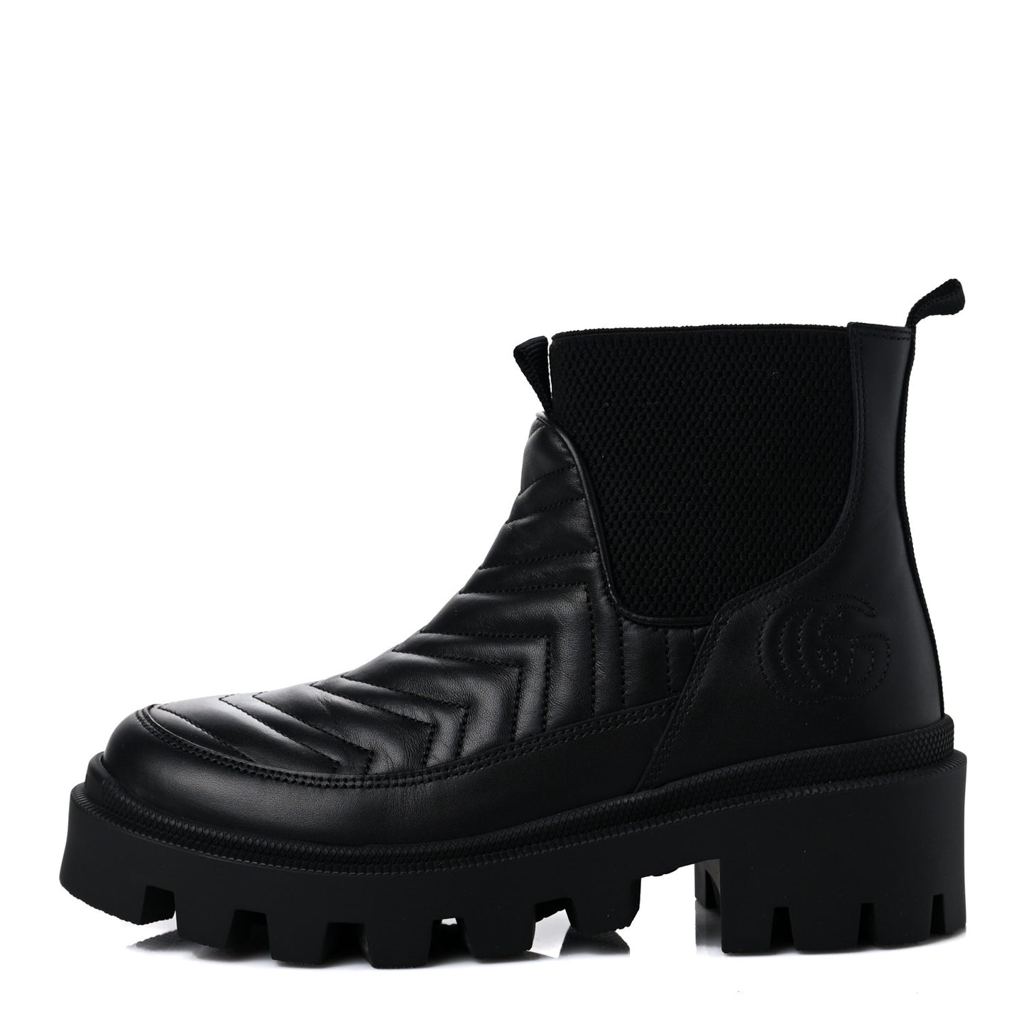Calfskin Nappa Matelasse Frances Chelsea Boots 36 Black