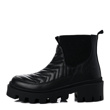 Gucci Calfskin Nappa Matelasse Frances Chelsea Boots 36 Black 1 of 8
