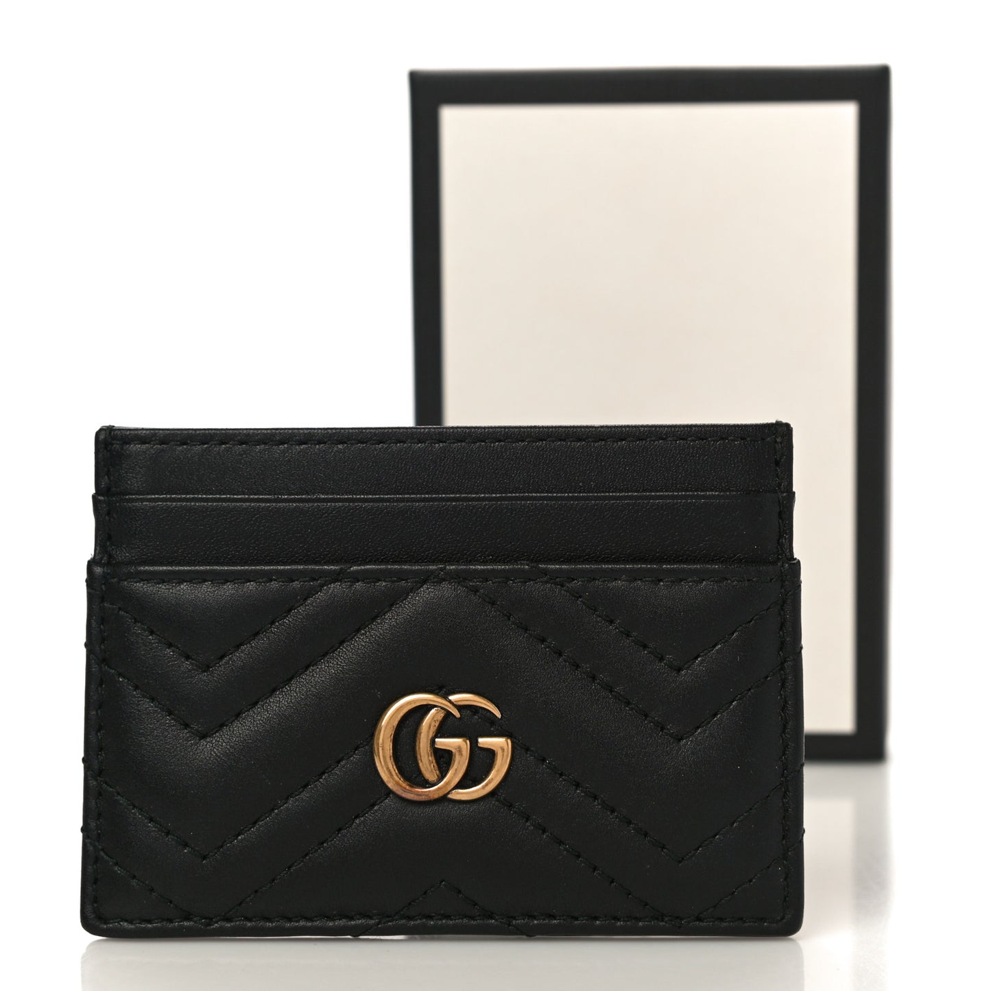Calfskin Matelasse GG Marmont Card Holder Black