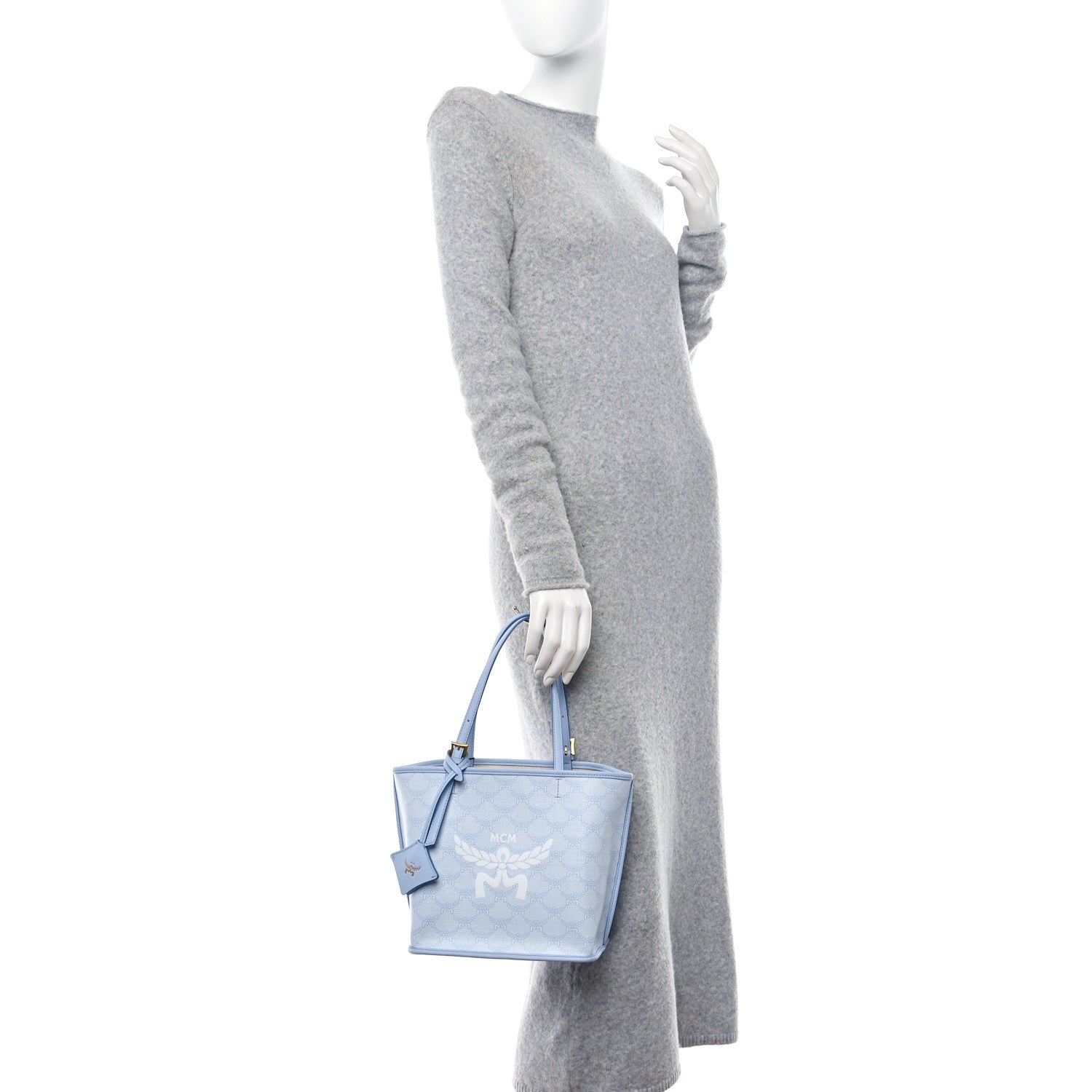 MCM Lauretos Nappa MIni Himmel Shopper Tote Ancient Blue 2 of 12