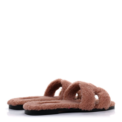 Hermes Woolskin Oran Sandals 38 Rose Aube 4 of 8