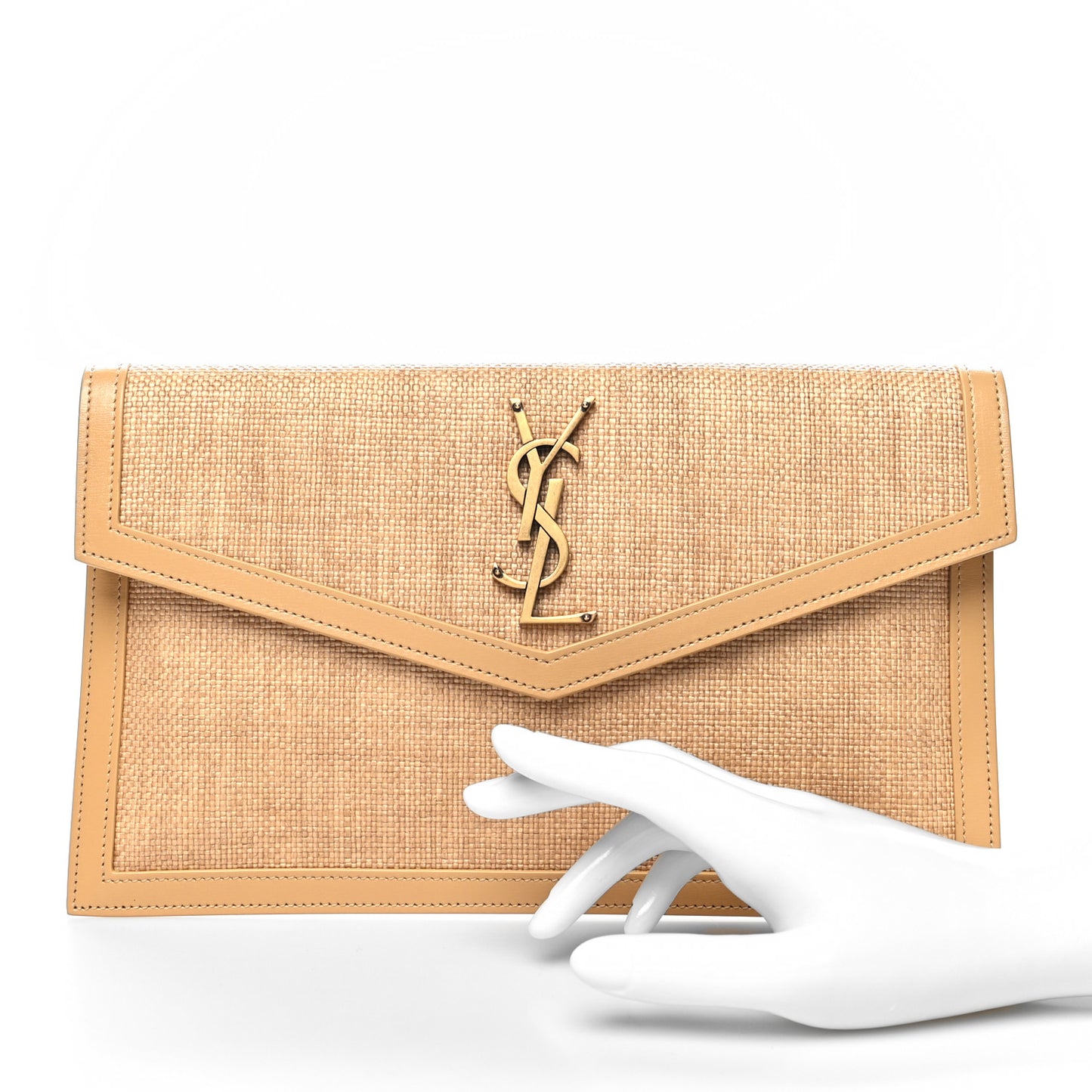 Micro Raffia Uptown Pouch Natural Hay Blush