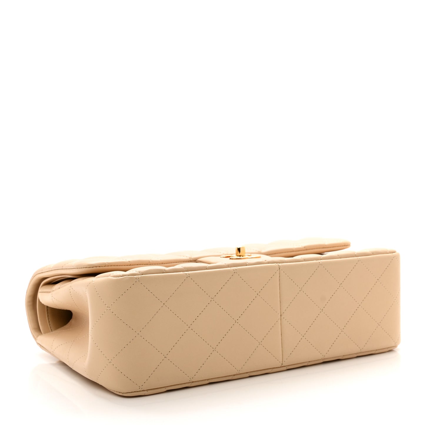Lambskin Quilted Jumbo Double Flap Beige Clair