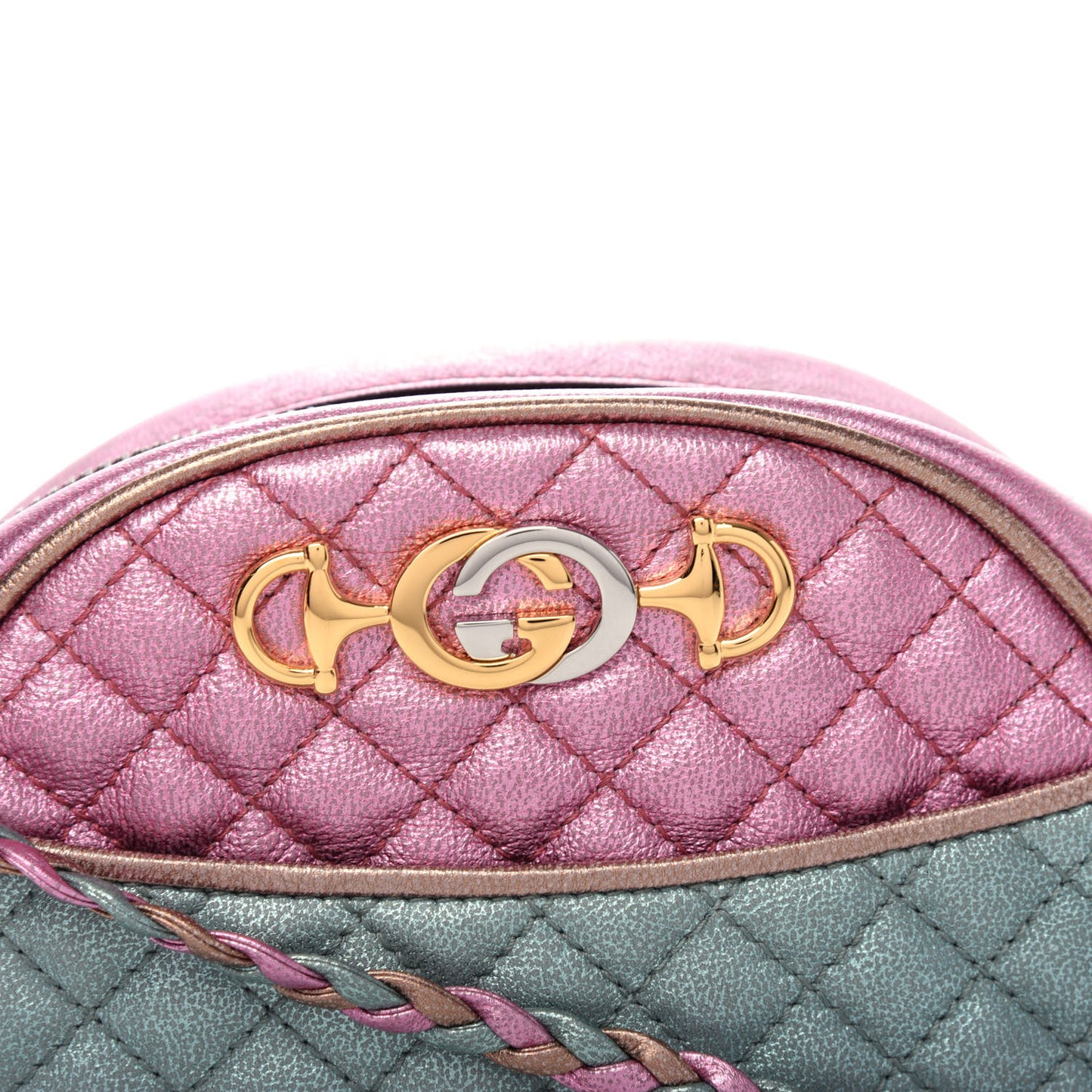 Laminated Nappa Trapuntata Mini Zumi Dome Shoulder Bag Rosa Lago Rame