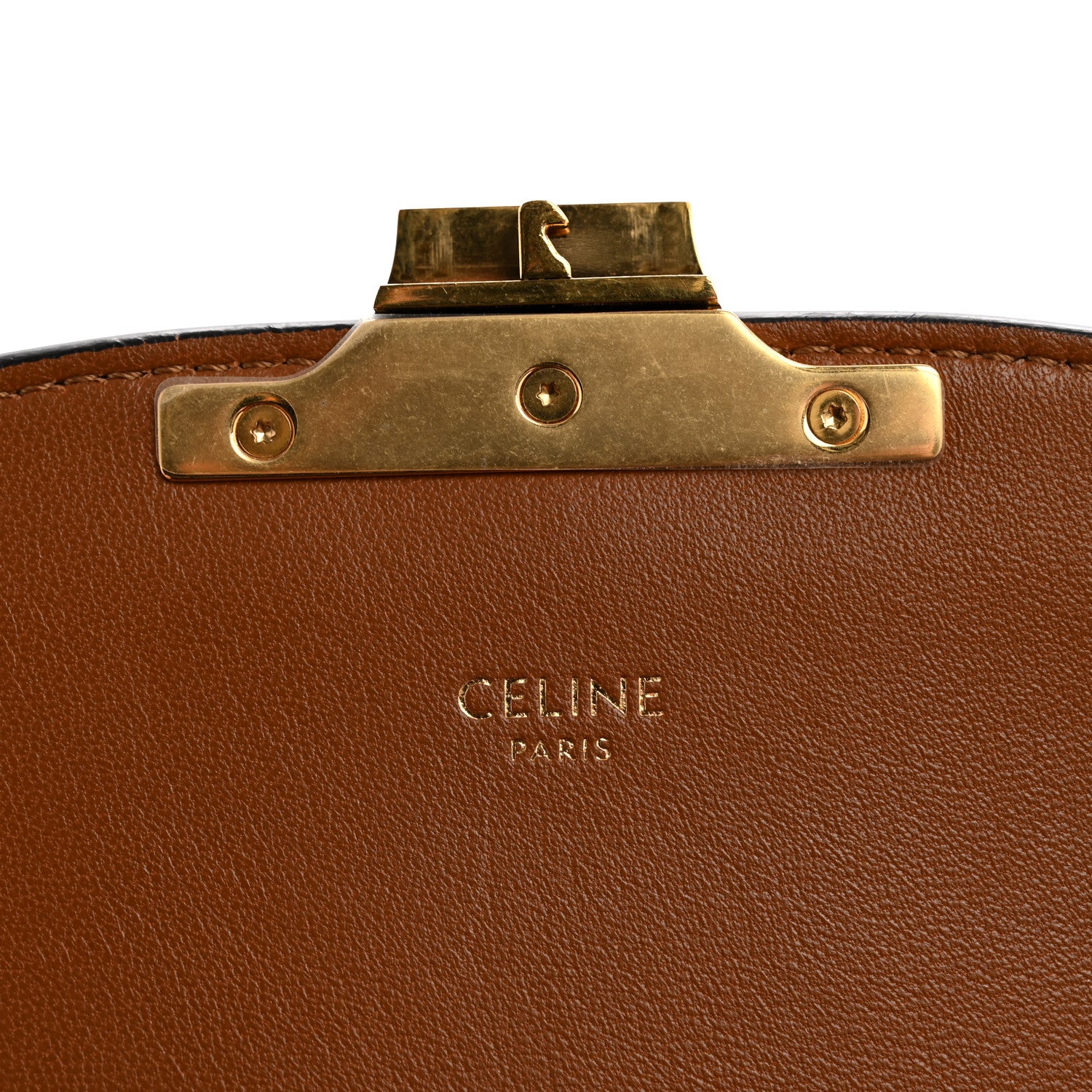 Celine Textile Natural Calfskin Teen Triomphe White Tan 6 of 14