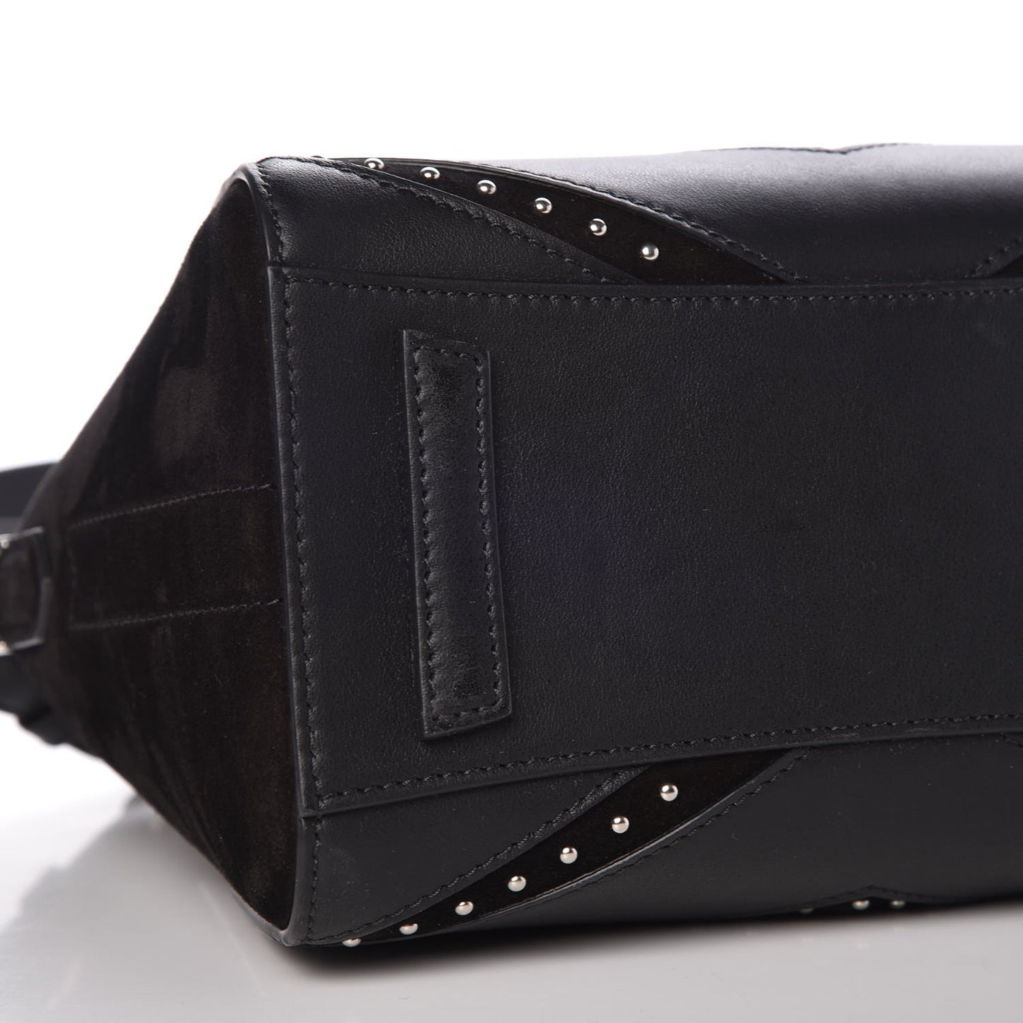 Calfskin Suede Mini Studded Chevron Antigona Black