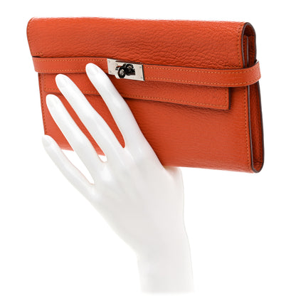 Hermes Chevre Mysore Kelly Longue Wallet Feu 2 of 9