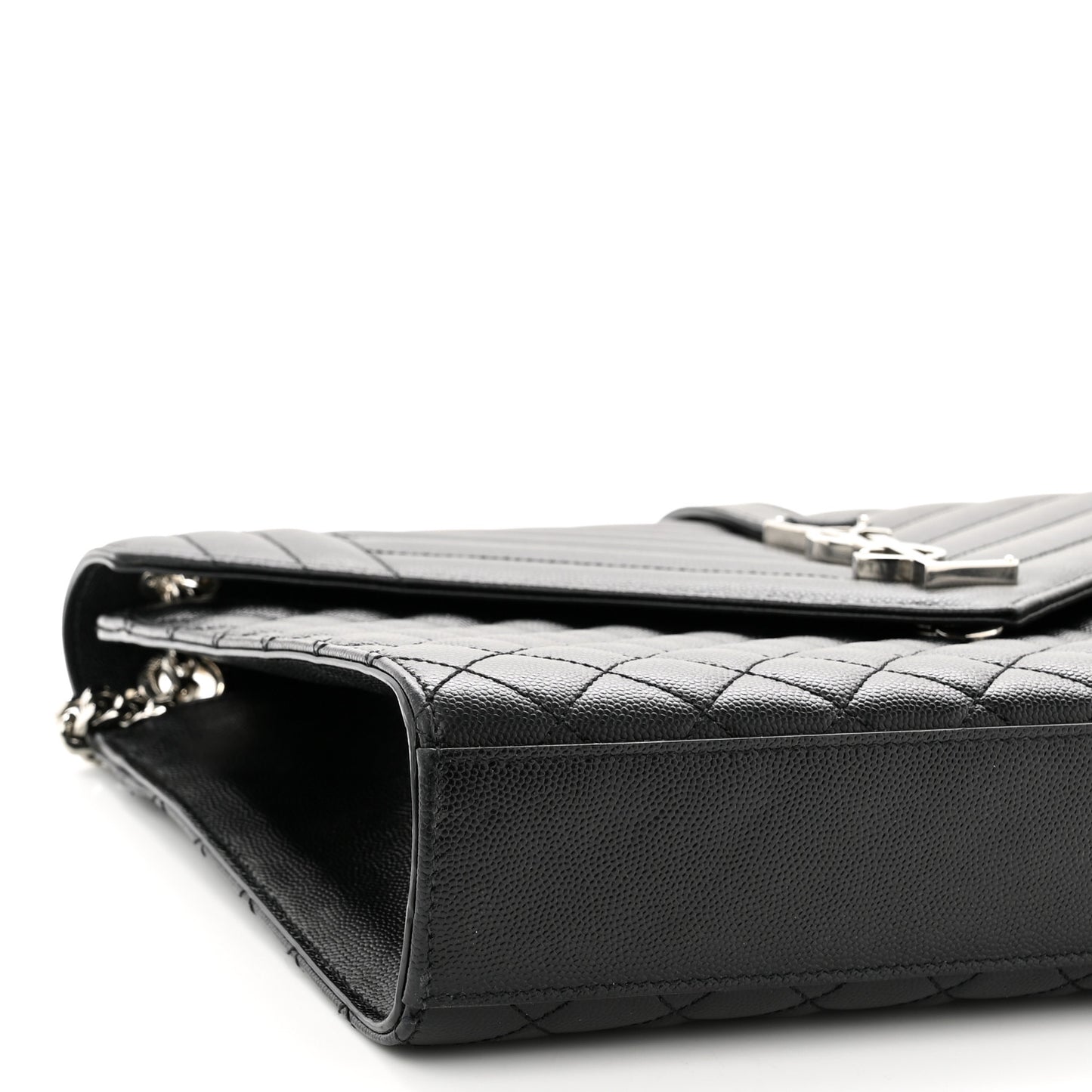 Grain De Poudre Textured Mixed Matelasse Large Triquilt Monogram Satchel Black