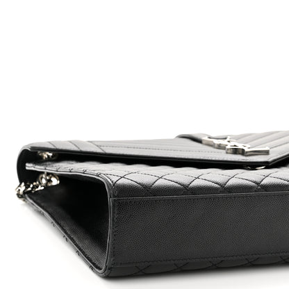 Saint Laurent Grain De Poudre Textured Mixed Matelasse Large Triquilt Monogram Satchel Black 7 of 8