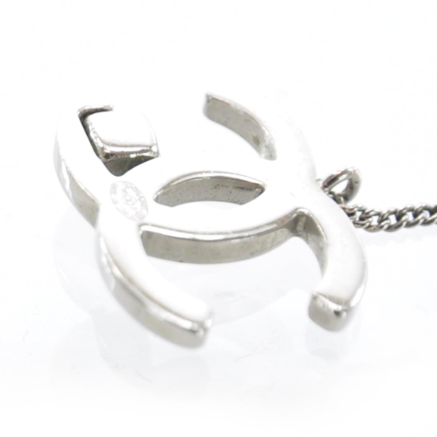 Chanel Crystal CC Dangle Earrings Silver 5 of 5
