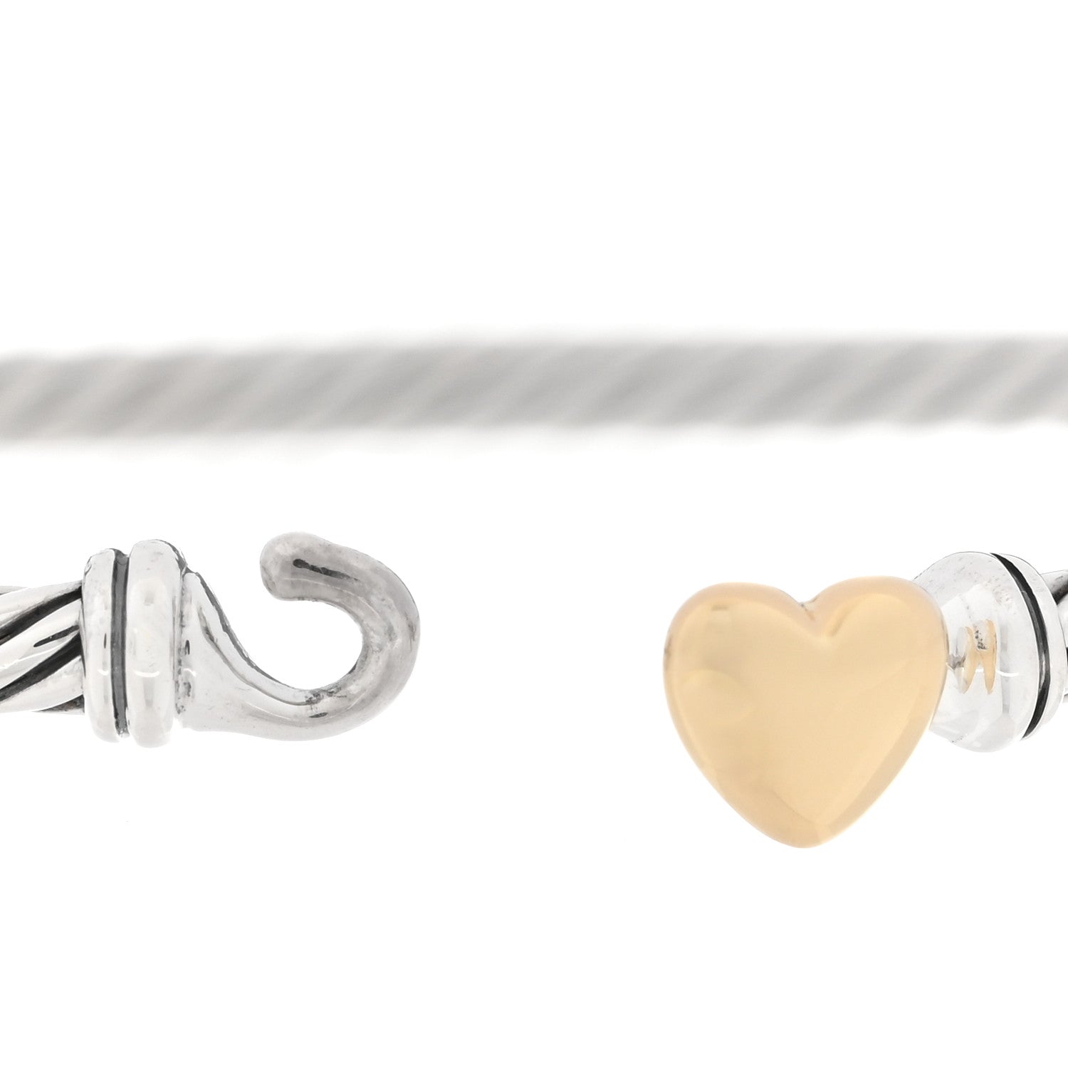 David Yurman Sterling Silver 18K Yellow Gold 3mm Cable Collectibles Heart Bracelet 3 of 4