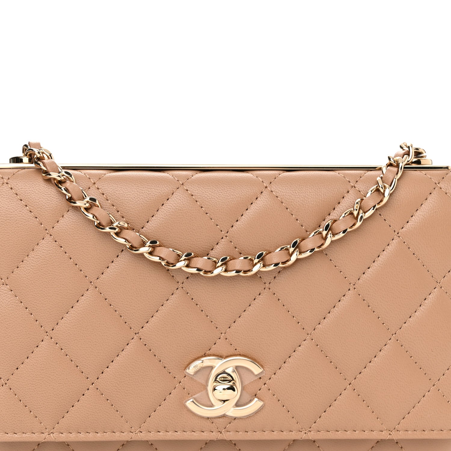 Chanel Lambskin Quilted Trendy CC Wallet On Chain WOC Beige 9 of 12