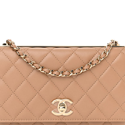 Chanel Lambskin Quilted Trendy CC Wallet On Chain WOC Beige 9 of 12