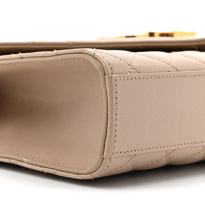 Saint Laurent Grain De Poudre Textured Mixed Matelasse Medium Triquilt Monogram Satchel Dark Beige 10 of 14