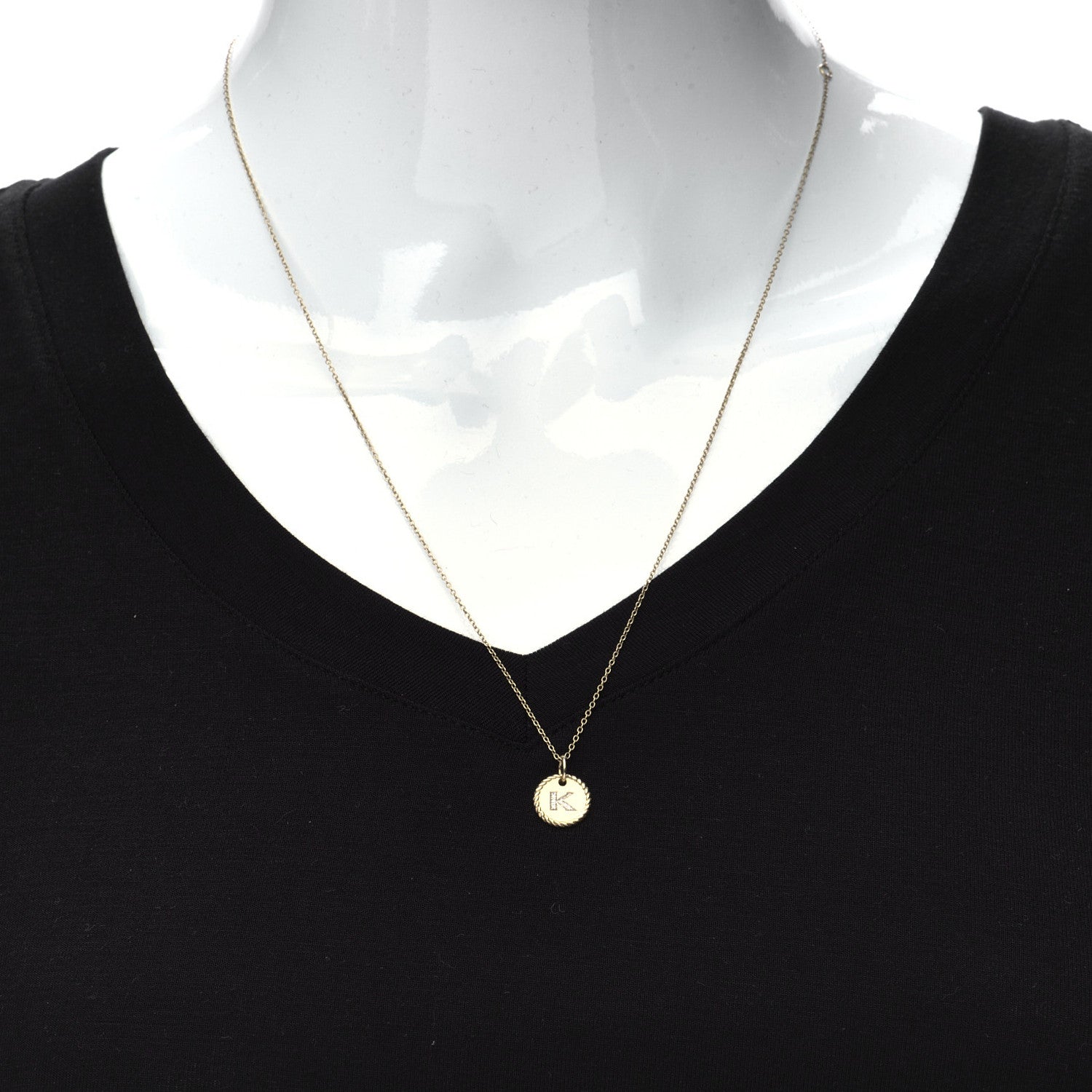 David Yurman 18K Yellow Gold Diamond Initial P Charm Necklace 2 of 4