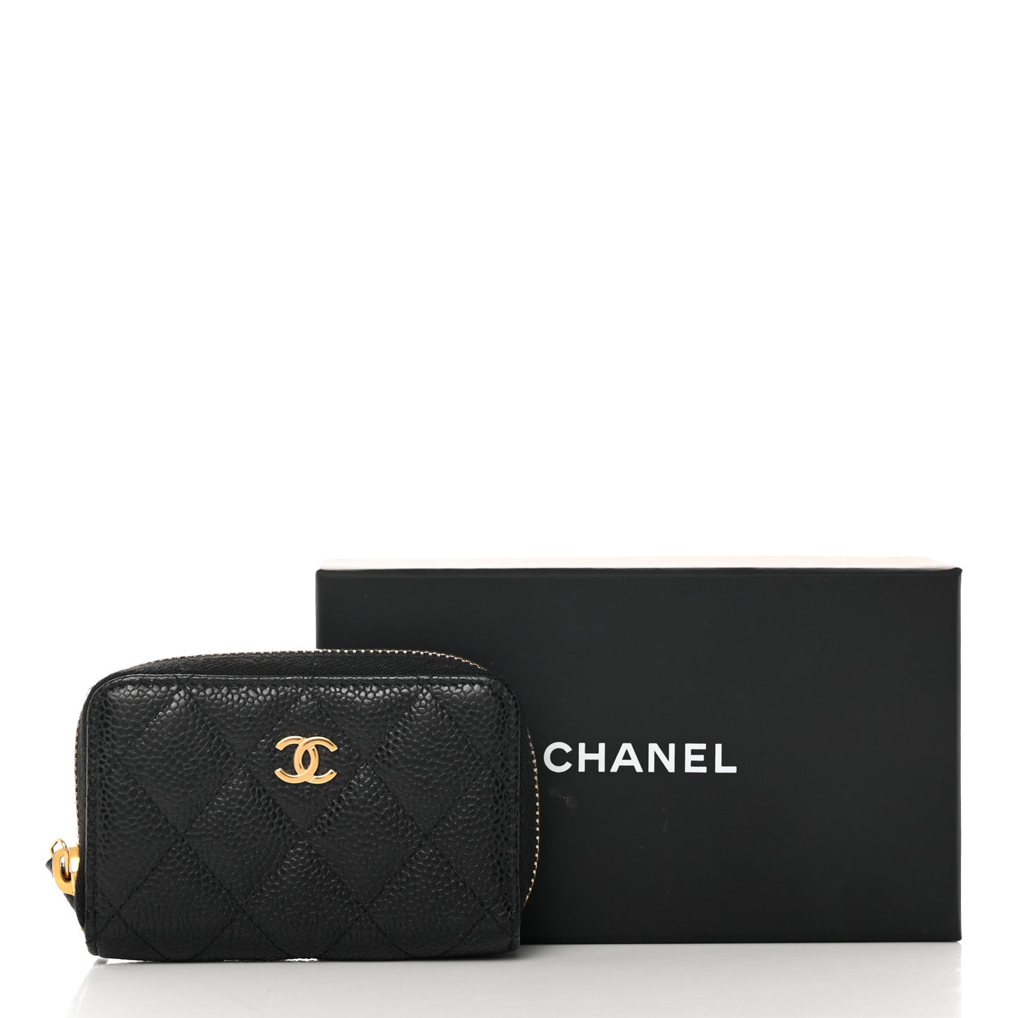 Caviar Quilted Zip Coin Purse Black