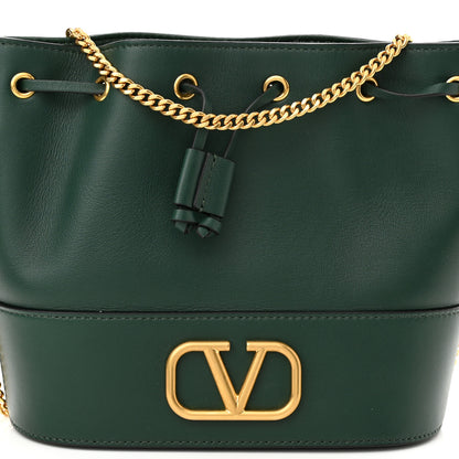 Valentino Garavani Nappa Mini VLogo Signature Chain Bucket Bag English Green 7 of 9