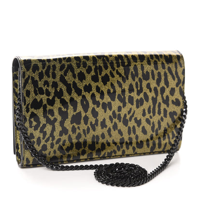 Saint Laurent Patent Leopard Print Monogram Chain Wallet Leopard Black Gold 3 of 9