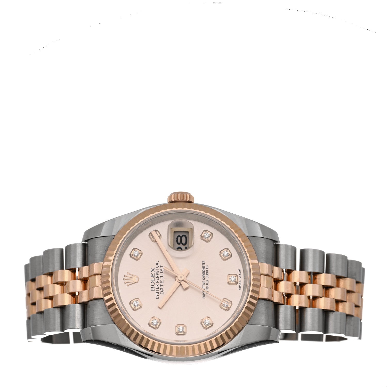 Rolex Stainless Steel 18K Everose Gold Diamond 36mm Oyster Perpetual Datejust Watch Silver 116231 2 of 5