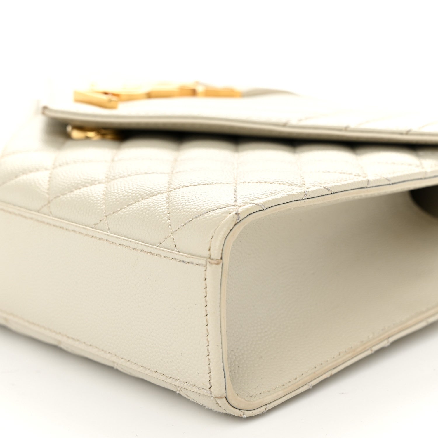 Saint Laurent Grain De Poudre Textured Mixed Matelasse Medium Triquilt Monogram Satchel Crema Soft 10 of 11