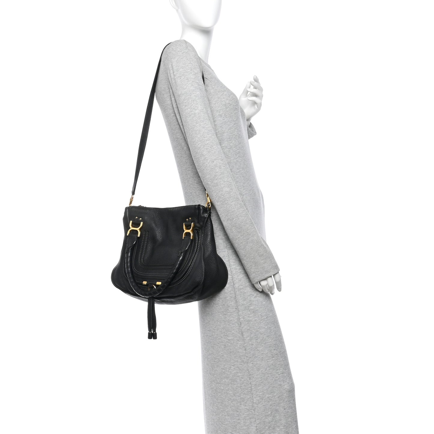 Calfskin Medium Marcie Satchel Black