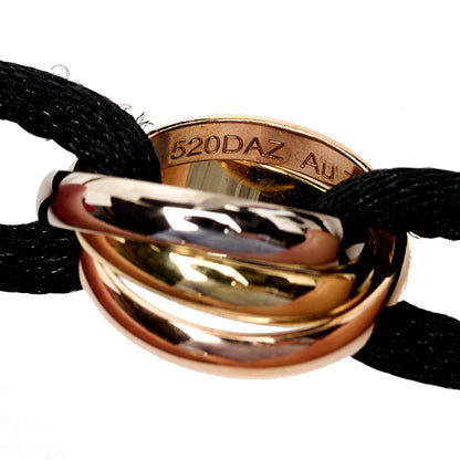Cartier 18K Pink Yellow White Gold Trinity Adjustable Cord Bracelet Black 4 of 7