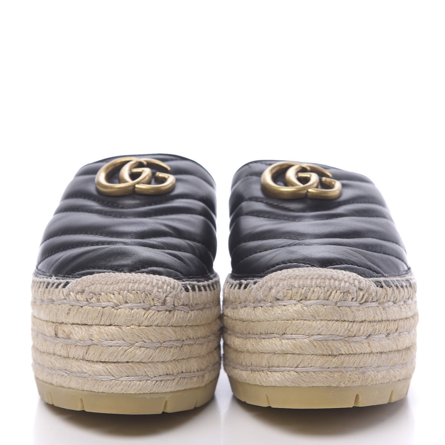 Nappa Matelasse GG Marmont Platform Espadrille Slippers 38 Black