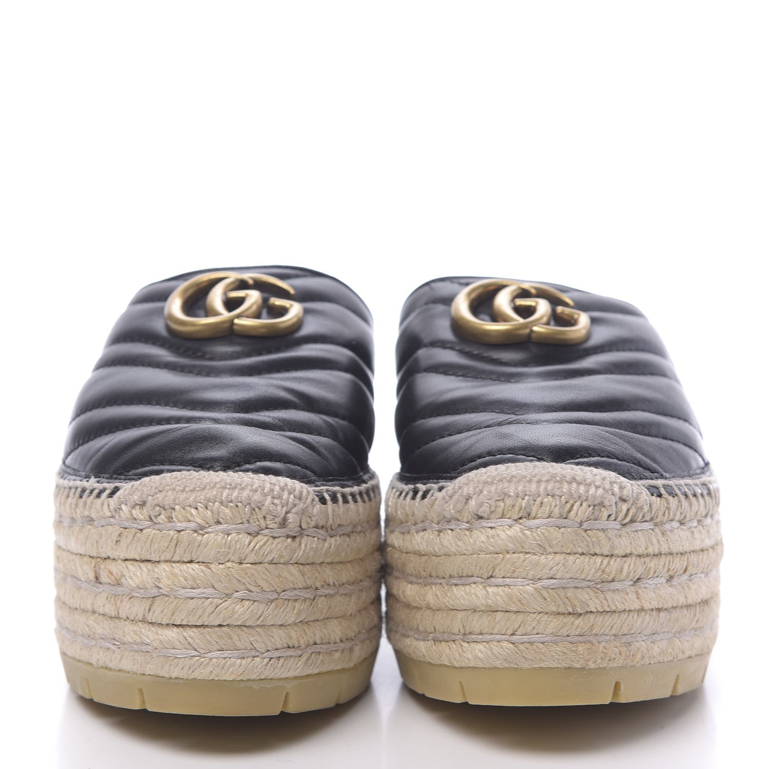 Gucci Nappa Matelasse GG Marmont Platform Espadrille Slippers 38 Black 2 of 9