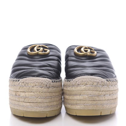 Gucci Nappa Matelasse GG Marmont Platform Espadrille Slippers 38 Black 2 of 9