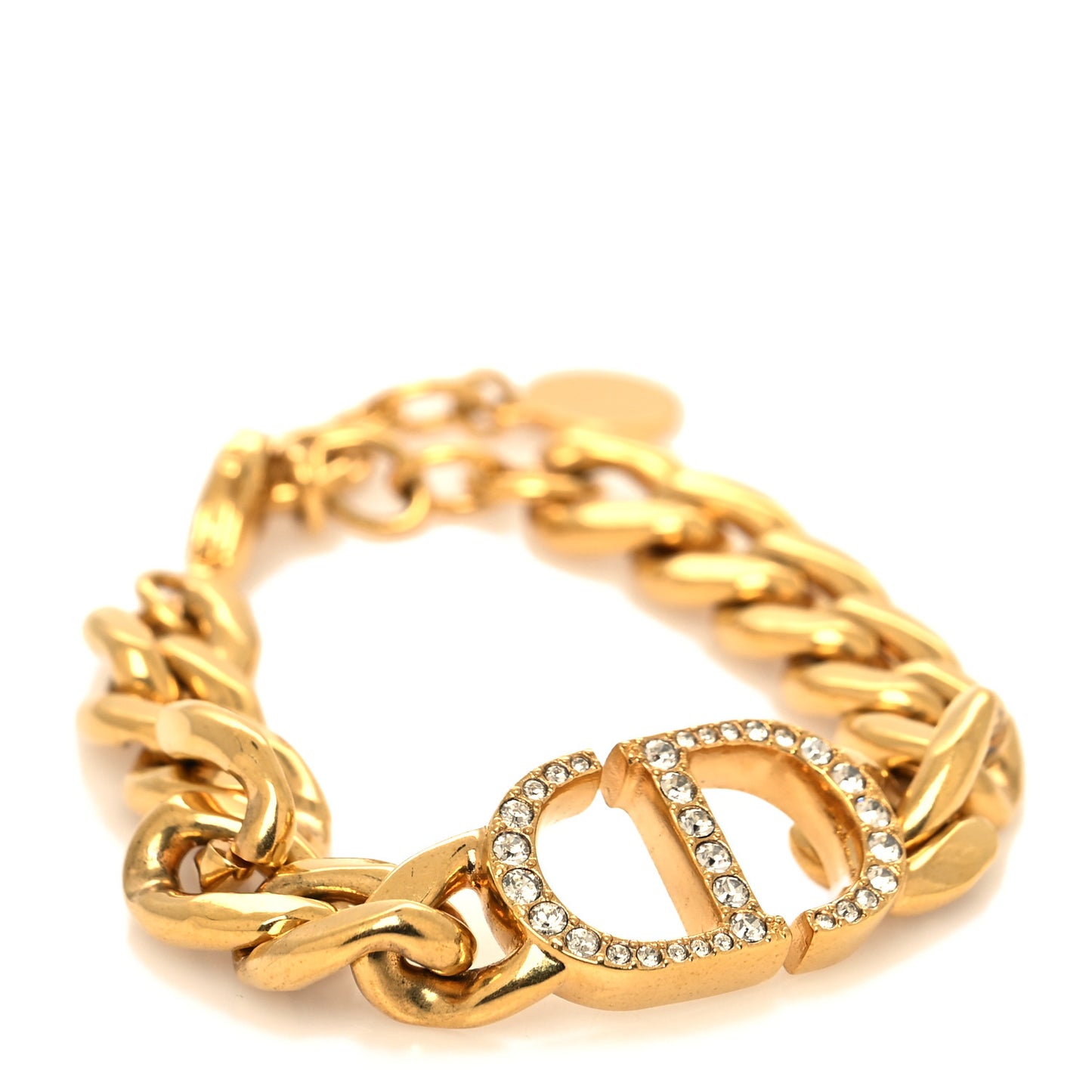 Metal Crystal CD Chain Bracelet Gold