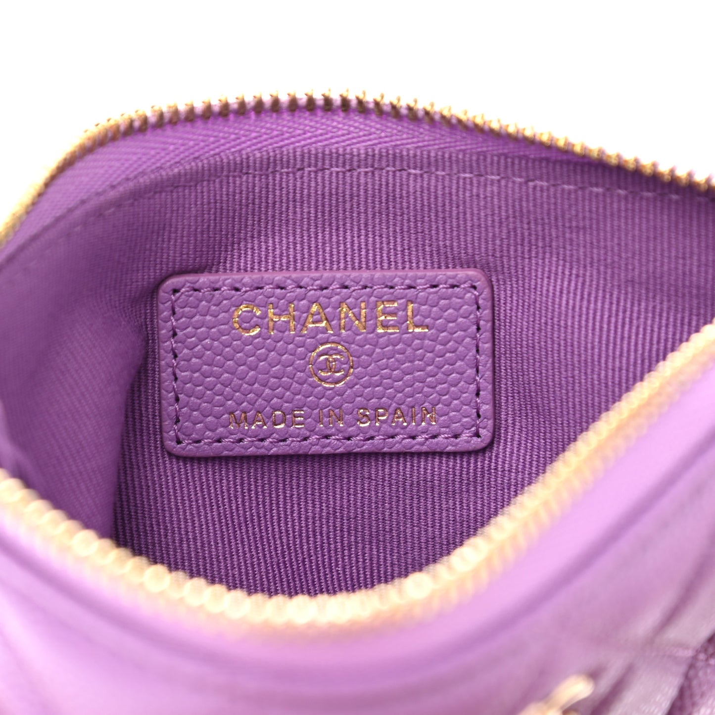 Caviar Quilted Small Cosmetic Case Purple