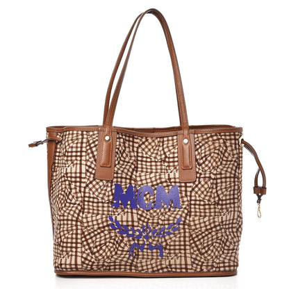 MCM Visetos Medium Liz Reversible Shopper Tote Cognac 3 of 20