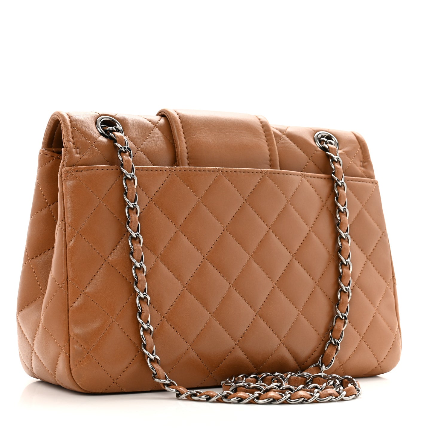 Lambskin Quilted Elementary Chic Flap Brown