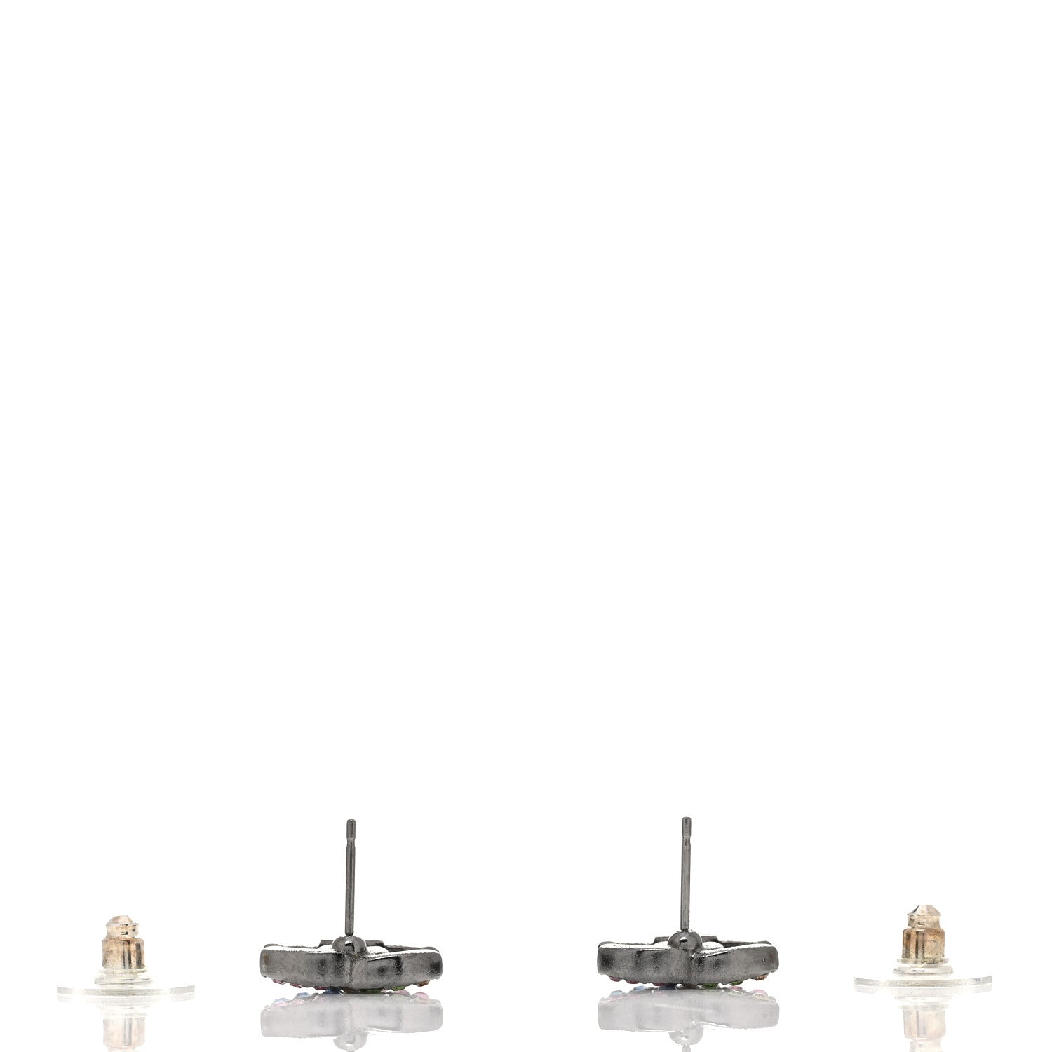 Chanel Ruthenium Crystal CC Earrings Multicolor 3 of 4