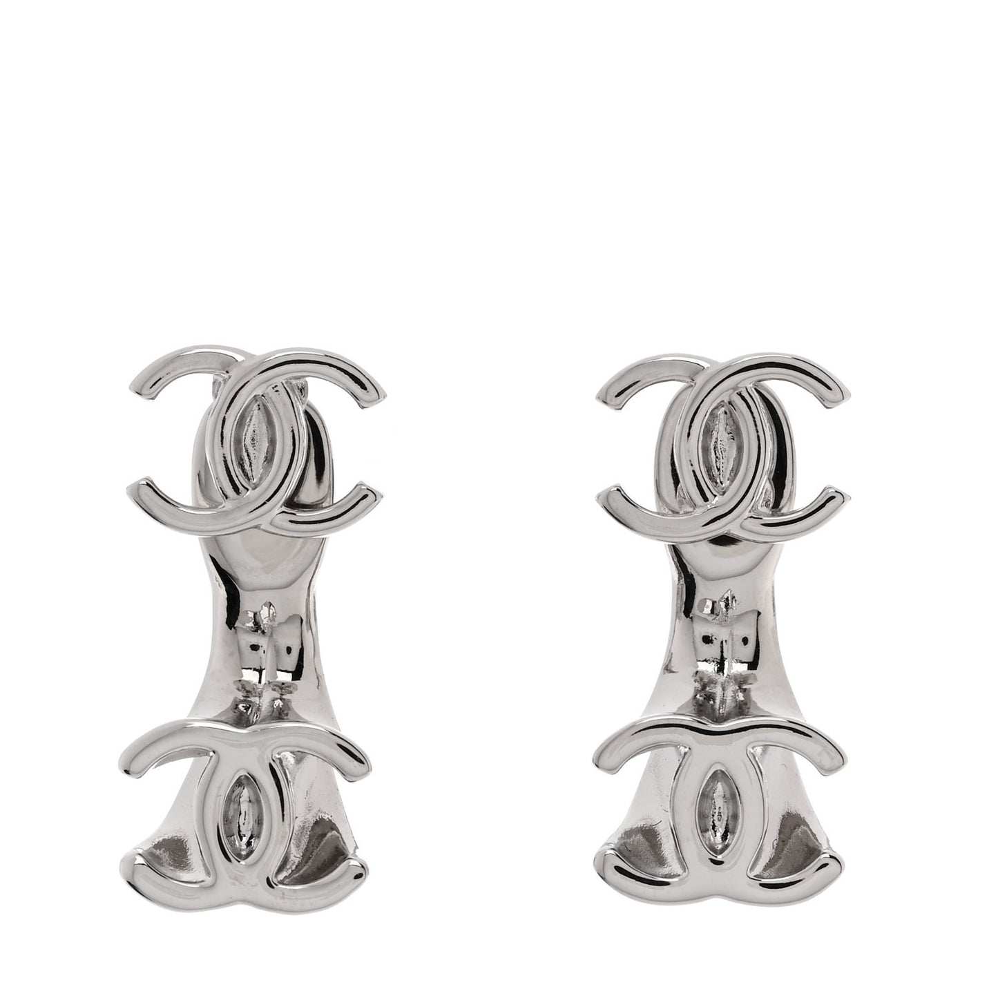 Metal Double CC Earrings Silver