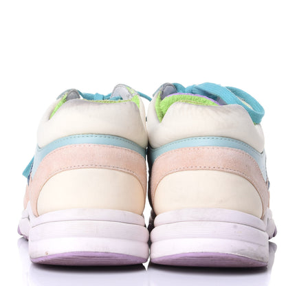 Chanel Nylon Lambskin Suede Calfskin CC Sneakers 39 Green Purple Pink 6 of 10